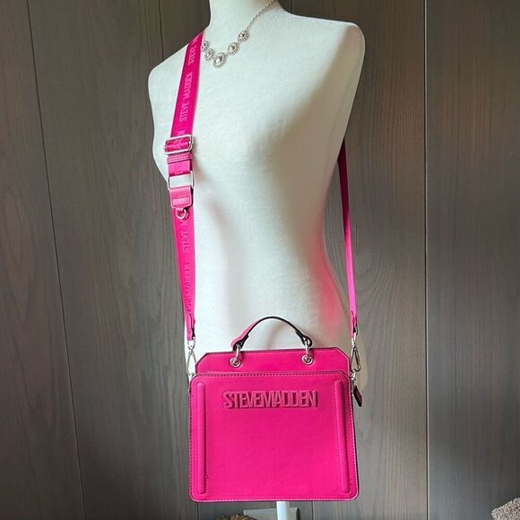 STEVE MADDEN Bevelyn Crossbody Satchel Raspberry - Picture 2 of 14